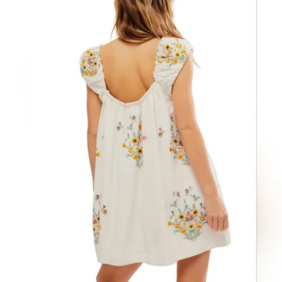 Free People- Wildflower Embroidered Mini Dress - Picture 3 of 6